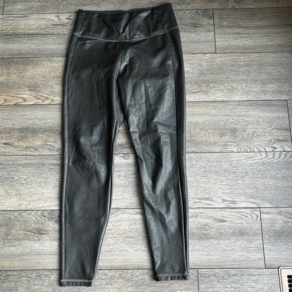 Athleta All Over Gleam Tight Leggings Pants Faux Leather High Rise Arbor Olive S - Picture 2 of 12